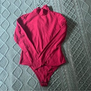 Reformation Jeans Red Turtleneck Bodysuit
